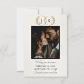 Wilde Bloemen, Foto & Blad Monogram - Ivoor Save The Date (Achterkant)