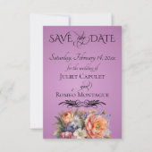 Wilde Bloemen, Foto & Blad Monogram - Lavendel Save The Date (Voorkant)