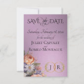 Wilde Bloemen, Foto & Blad Monogram - Lavendel Save The Date (Voorkant)