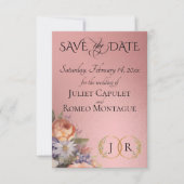 Wilde Bloemen, Foto & Blad Monogram - Roségoud Save The Date (Voorkant)