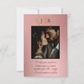 Wilde Bloemen, Foto & Blad Monogram - Roségoud Save The Date (Achterkant)
