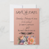 Wilde Bloemen, Foto & Blad Monogram - Roségoud Save The Date (Voorkant)