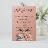 Wilde Bloemen, Foto & Blad Monogram - Roségoud Save The Date (Staand voorkant)