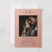 Wilde Bloemen, Foto & Blad Monogram - Roségoud Save The Date (Achterkant)
