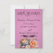 Wilde Bloemen, Foto & Blad Monogram - Roze Save The Date (Voorkant)