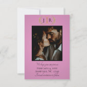 Wilde Bloemen, Foto & Blad Monogram - Roze Save The Date (Achterkant)
