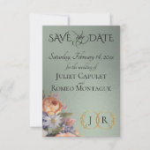 Wilde Bloemen, Foto & Blad Monogram - Salie Save The Date (Voorkant)