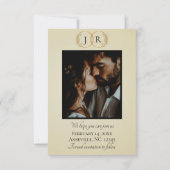 Wilde Bloemen, Foto & Blad Monogram - Tarwe Save The Date (Achterkant)
