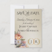 Wilde bloemen, foto- en bladmonogram - Tarwe Save The Date (Voorkant)