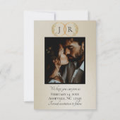 Wilde bloemen, foto- en bladmonogram - Tarwe Save The Date (Achterkant)