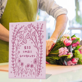Wilde bloemen frame bloemen bloemist boerenmarkt reclamebord met voetstuk