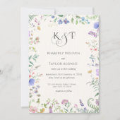 Wilde Bloemen Frame Gepersonaliseerd Trouw Monogra Kaart (Voorkant)