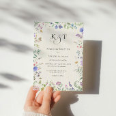 Wilde Bloemen Frame Gepersonaliseerd Trouw Monogra Kaart
