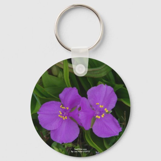 Wilde bloemen Fuchsia Spiderwort Hot Springs Gifts Sleutelhanger (Voorkant)