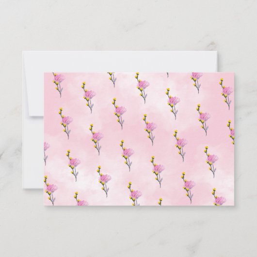 Wilde bloemen gazon gepersonaliseerde roze dank je bedankkaart (Achterkant)