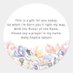 Wilde bloemen - gebedskaarslabel ronde sticker