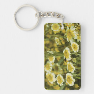Wilde bloemen Geel en Witte Zonnebloemen Sleutelhanger