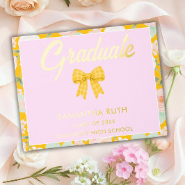 Wilde bloemen Gele Gingham Strik Afstudeerfeest Gastenboek