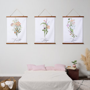 Wilde bloemen geloof hangende wandtapijt hangend wandkleed