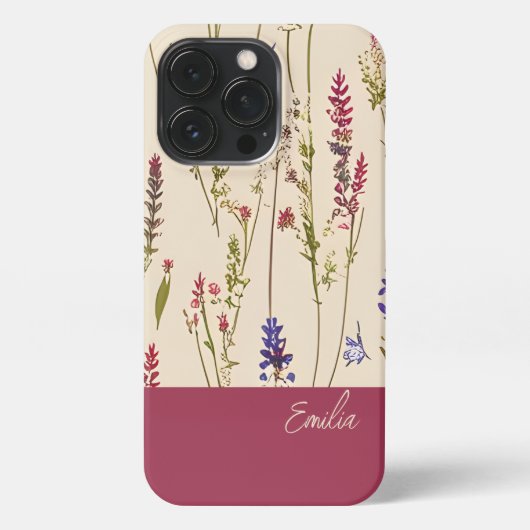 Wilde bloemen, gepersonaliseerd iPhone hoesje (Achterkant)