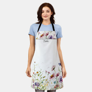 Wilde bloemen gepersonaliseerd Schort