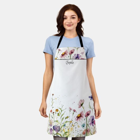 Wilde bloemen gepersonaliseerd Schort (Gedragen)