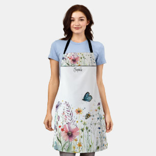 Wilde bloemen gepersonaliseerd Schort