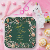 Wilde Bloemen Goud 'Eens Verliefd' Elegante Trouwd Papieren Bordje (Feest)