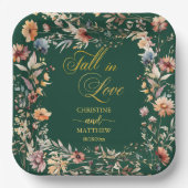 Wilde Bloemen Goud 'Eens Verliefd' Elegante Trouwd Papieren Bordje (Voorkant)