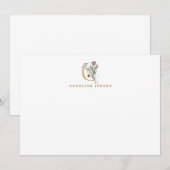 Wilde bloemen Goud Monogram Letter C Persoonlijk Notitiekaartje (Voorkant / Achterkant)