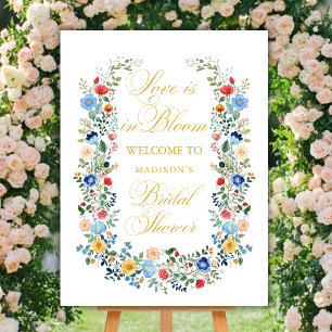Wilde bloemen Gouden Bruidsontvangst Poster