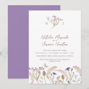 Wilde bloemen grassen aquarel herfst bruiloft kaart