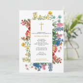 Wilde bloemen Grieks-orthodox doopsel Kaart (Staand voorkant)