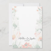 Wilde bloemen groen en oranje romantisch huwelijk kaart (Achterkant)