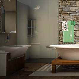 Wilde bloemen groen wit rood naam bad handdoek