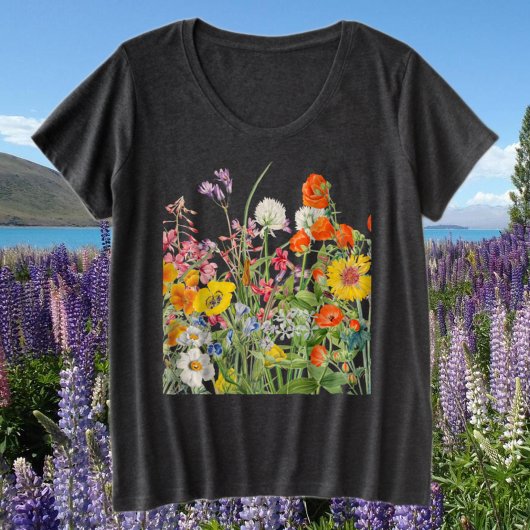 Wilde bloemen grote maat t-shirt