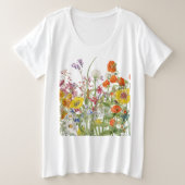 Wilde bloemen grote maat t-shirt (Design voorkant)