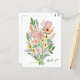 Wilde Bloemen Handgeschilderd Kleurig Gouache Dank Briefkaart