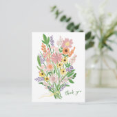 Wilde Bloemen Handgeschilderd Kleurig Gouache Dank Briefkaart (Staand voorkant)