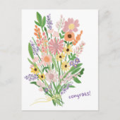 Wilde Bloemen Handgeschilderd Kleurig Gouache Gefe Briefkaart (Voorkant)