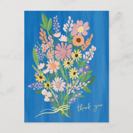 Wilde Bloemen Handgeschilderd Kleurrijk Gouache Da Briefkaart (Voorkant)