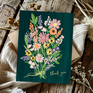 Wilde Bloemen Handgeschilderd Kleurrijk Gouache Da Briefkaart