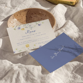 Wilde Bloemen Handgeschreven Huwelijks RSVP Kaart