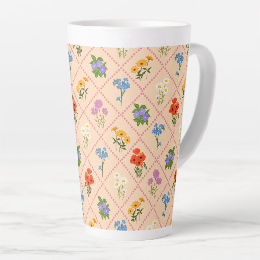 Wilde Bloemen Harlekijn Tuin Latte Mok (Rechterhoek)