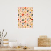 Wilde Bloemen Harlekijn Tuin Poster (Keuken)