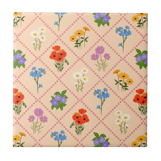Wilde Bloemen Harlekijn Tuin Tegeltje (Voorkant)