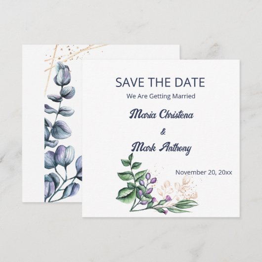 Wilde Bloemen Harmonie Save The Date Aankondiging (Voorkant / Achterkant)