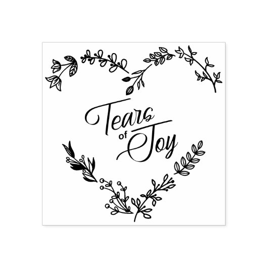 Wilde bloemen Harttranen van het Joy Wedding Quote Rubberstempel (Afrduk)