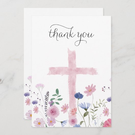 wilde bloemen Heilige Kruis dank je kaart (Voorkant / Achterkant)