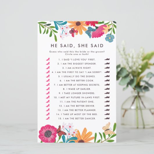 Wilde bloemen Hij zei dat ze vrijgezellenfeest wil (Staand voorkant)